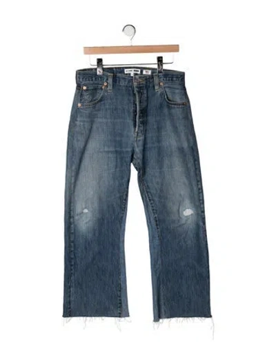 Pre-owned Re/done Mid-rise Straight Leg Jeans In Blue