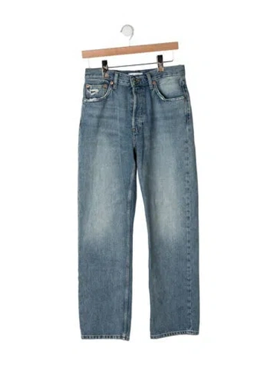 Pre-owned Re/done Mid-rise Straight Leg Jeans In Blue