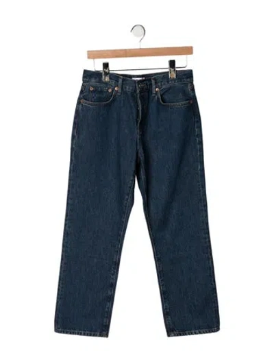 Pre-owned Re/done Mid-rise Straight Leg Jeans In Blue