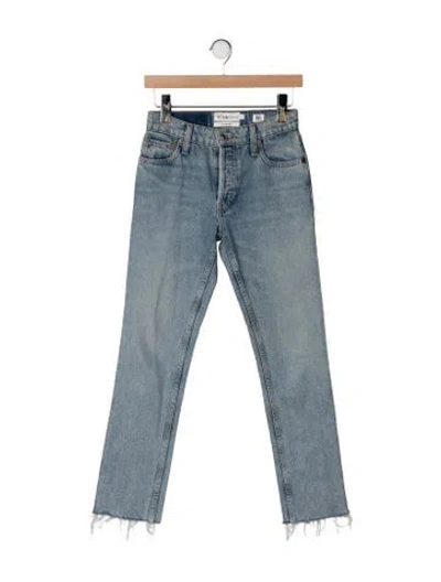 Pre-owned Re/done Mid-rise Straight Leg Jeans In Blue