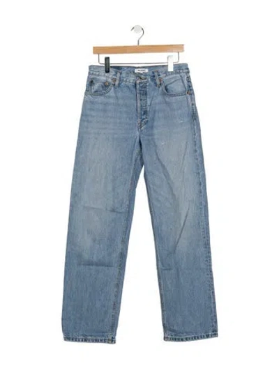 Pre-owned Re/done Mid-rise Straight Leg Jeans In Blue