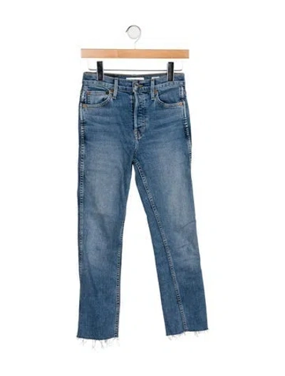 Pre-owned Re/done Mid-rise Straight Leg Jeans In Blue