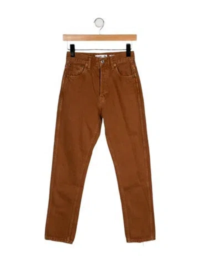 Pre-owned Re/done Mid-rise Straight Leg Jeans In Brown