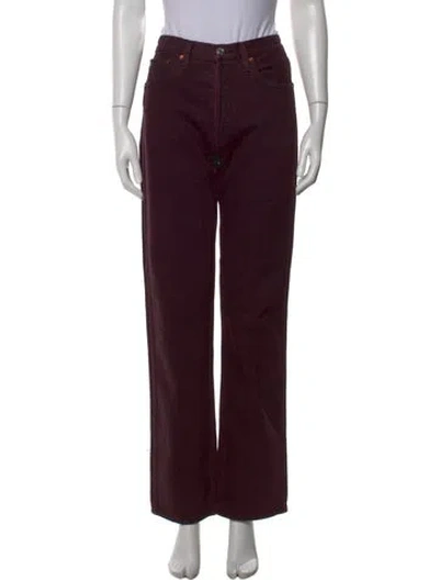 Pre-owned Re/done Mid-rise Straight Leg Jeans In Burgundy
