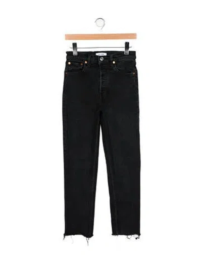 Pre-owned Re/done Mid-rise Straight Leg Jeans In Gray