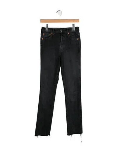 Pre-owned Re/done Mid-rise Straight Leg Jeans In Gray