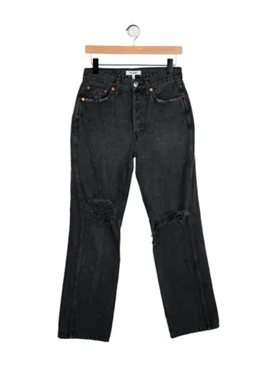Pre-owned Re/done Mid-rise Straight Leg Jeans In Gray