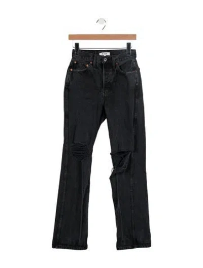 Pre-owned Re/done Mid-rise Straight Leg Jeans In Gray