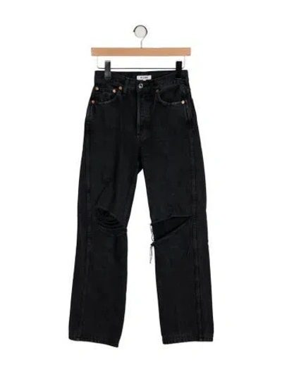 Pre-owned Re/done Mid-rise Straight Leg Jeans In Gray