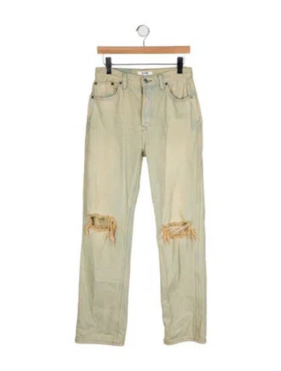 Pre-owned Re/done Mid-rise Straight Leg Jeans In Green