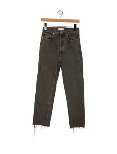 Pre-owned Re/done Mid-rise Straight Leg Jeans In Green