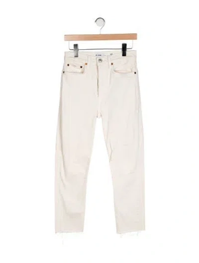 Pre-owned Re/done Mid-rise Straight Leg Jeans In Neutral