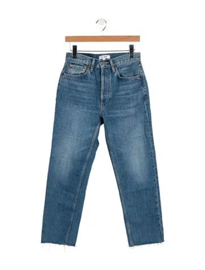 Pre-owned Re/done Mid-rise Straight Leg Jeans W/ Tags In Blue