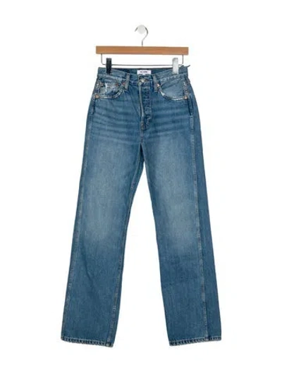 Pre-owned Re/done Mid-rise Straight Leg Jeans W/ Tags In Blue