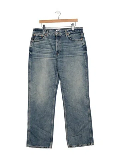 Pre-owned Re/done Mid-rise Straight Leg Jeans W/ Tags In Blue