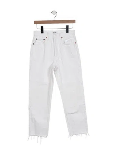 Pre-owned Re/done Mid-rise Straight Leg Jeans In White