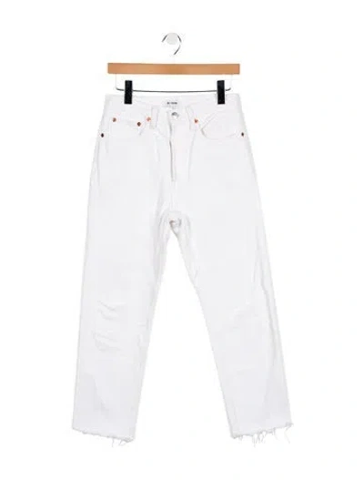 Pre-owned Re/done Mid-rise Straight Leg Jeans In White