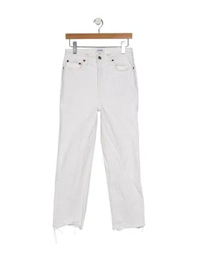 Pre-owned Re/done Mid-rise Straight Leg Jeans In White