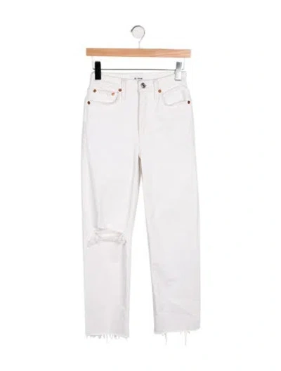 Pre-owned Re/done Mid-rise Straight Leg Jeans In White