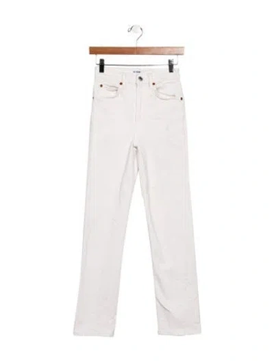Pre-owned Re/done Mid-rise Straight Leg Jeans In White