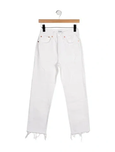 Pre-owned Re/done Mid-rise Straight Leg Jeans In White