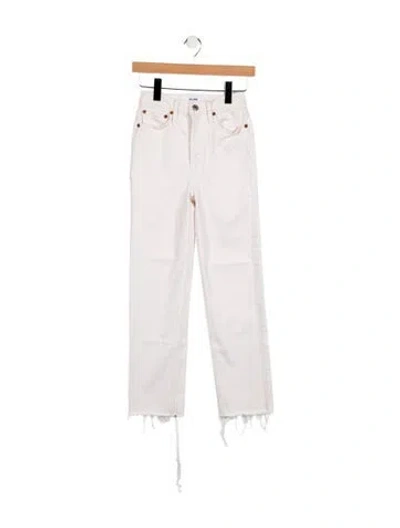 Pre-owned Re/done Mid-rise Straight Leg Jeans In White