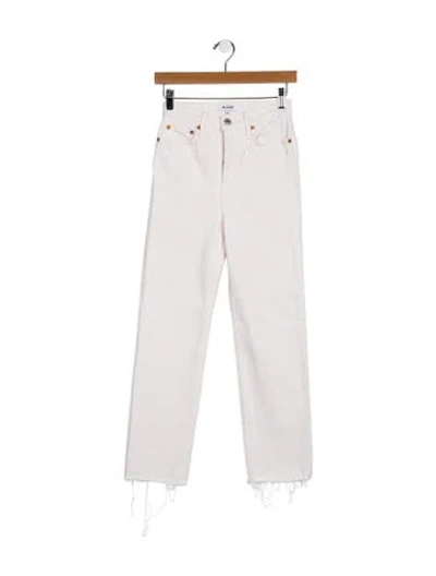 Pre-owned Re/done Mid-rise Straight Leg Jeans In White