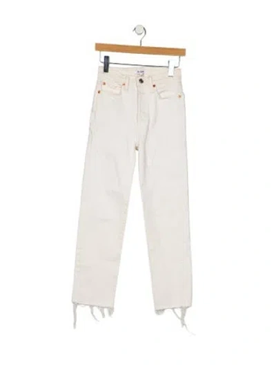 Pre-owned Re/done Mid-rise Straight Leg Jeans In White