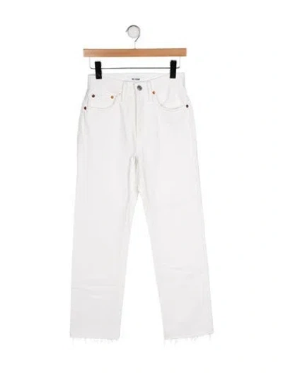 Pre-owned Re/done Mid-rise Straight Leg Jeans In White