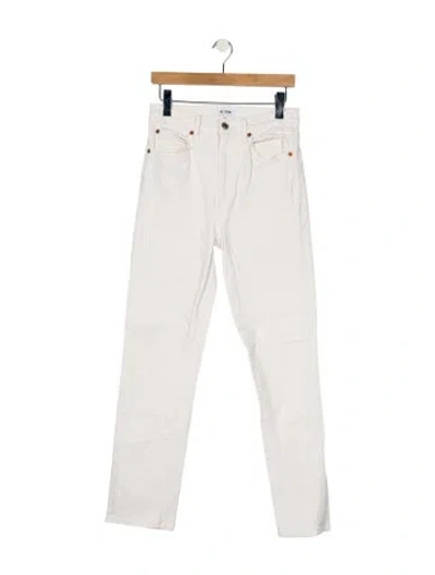 Pre-owned Re/done Mid-rise Straight Leg Jeans In White