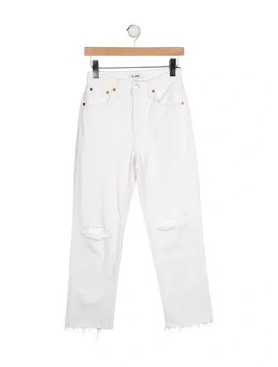 Pre-owned Re/done Mid-rise Straight Leg Jeans In White