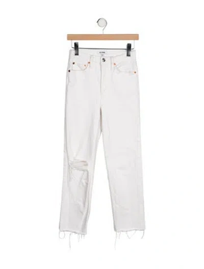 Pre-owned Re/done Mid-rise Straight Leg Jeans In White