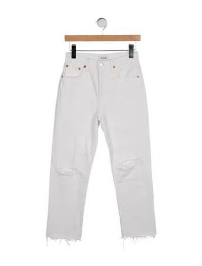 Pre-owned Re/done Mid-rise Straight Leg Jeans In White