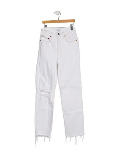Pre-owned Re/done Mid-rise Straight Leg Jeans In White