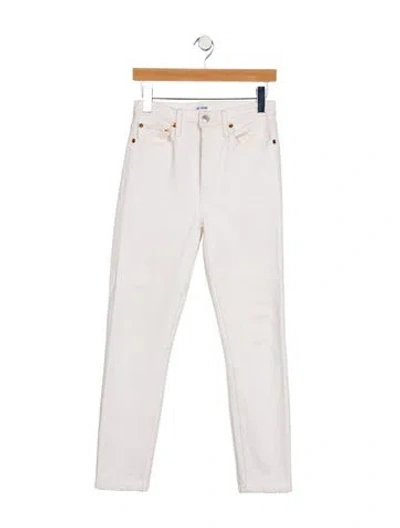 Pre-owned Re/done Mid-rise Straight Leg Jeans In White