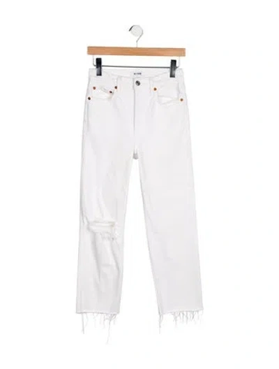Pre-owned Re/done Mid-rise Straight Leg Jeans In White