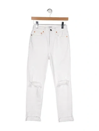 Pre-owned Re/done Mid-rise Straight Leg Jeans In White