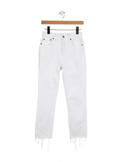 Pre-owned Re/done Mid-rise Straight Leg Jeans In White