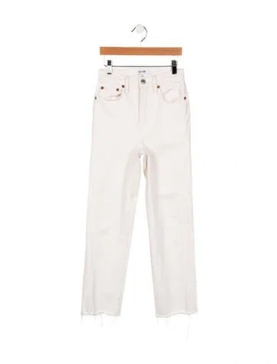 Pre-owned Re/done Mid-rise Straight Leg Jeans In White
