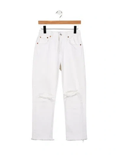 Pre-owned Re/done Mid-rise Straight Leg Jeans In White