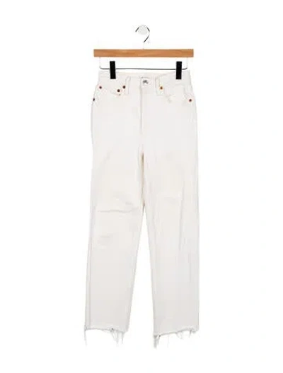 Pre-owned Re/done Mid-rise Straight Leg Jeans In White