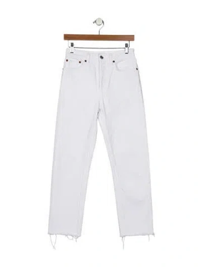 Pre-owned Re/done Mid-rise Straight Leg Jeans In White