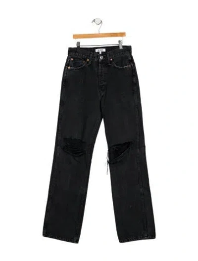 Pre-owned Re/done Mid-rise Wide Leg Jeans In Black