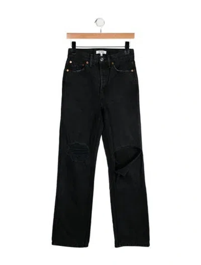 Pre-owned Re/done Mid-rise Wide Leg Jeans In Black
