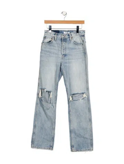 Pre-owned Re/done Mid-rise Wide Leg Jeans In Blue