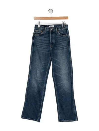 Pre-owned Re/done Mid-rise Wide Leg Jeans In Blue