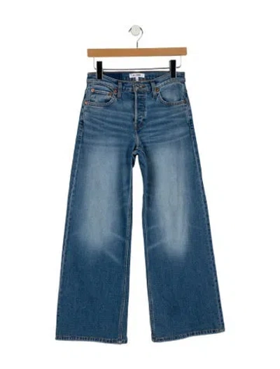 Pre-owned Re/done Mid-rise Wide Leg Jeans In Blue