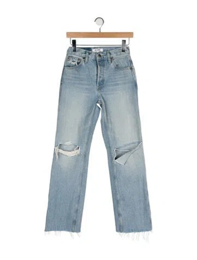 Pre-owned Re/done Mid-rise Wide Leg Jeans In Blue
