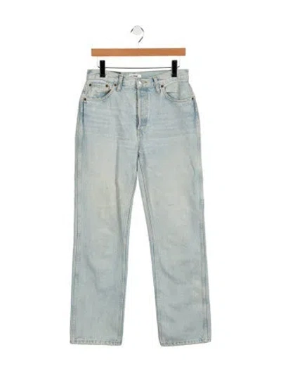 Pre-owned Re/done Mid-rise Wide Leg Jeans In Blue