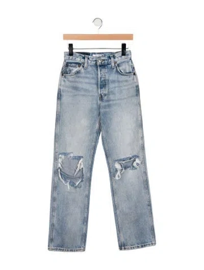 Pre-owned Re/done Mid-rise Wide Leg Jeans In Blue